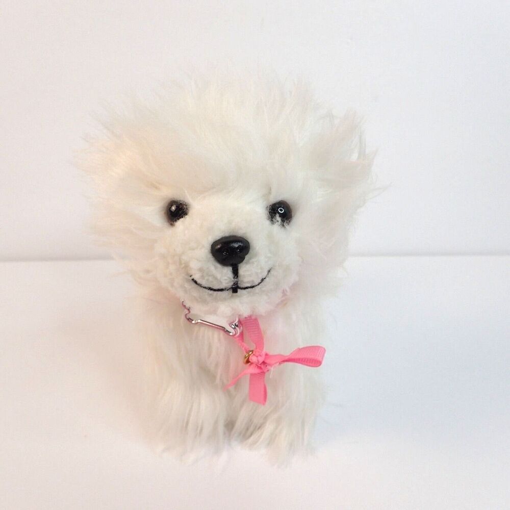 Battat 18" Doll Pet 6" Puppy Dog Long Haired White with Pink Bow and Collar